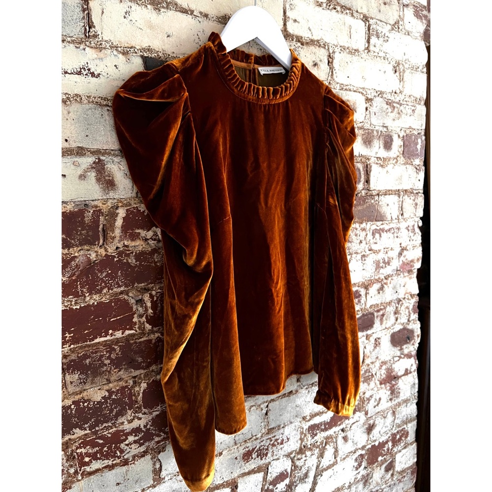 Ulla Johnson Mock Neck Long Sleeve Gilles Blouse
Topaz / Gold, Velvet